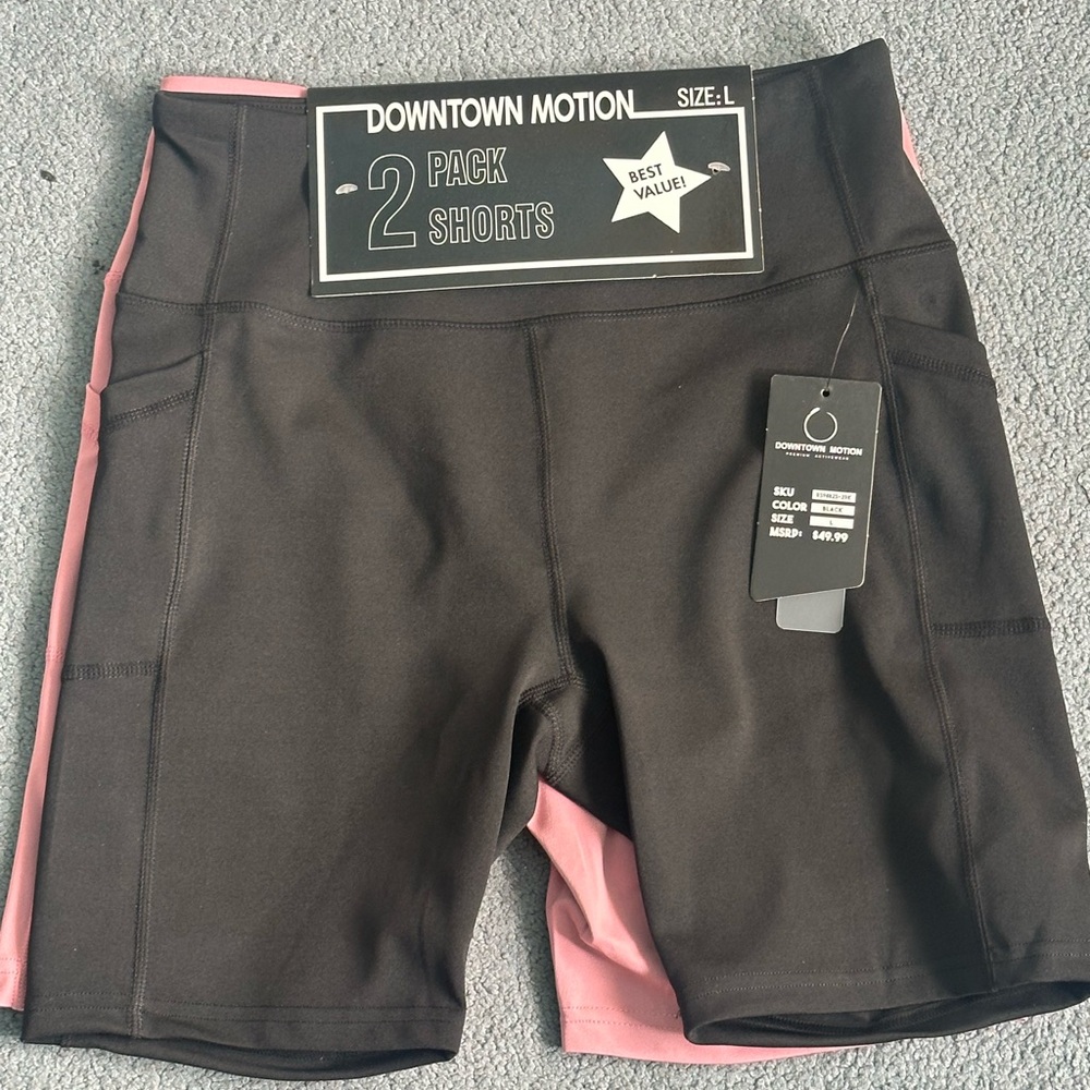 Women's Black and Pink Bike Shorts - 2 Pack